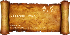 Vittman Irma névjegykártya
